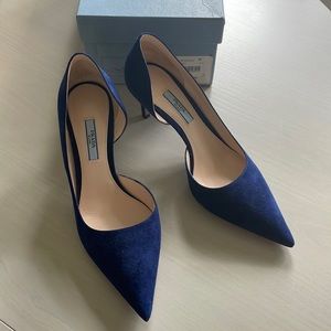 Prada dorsay pump navy suede size 39